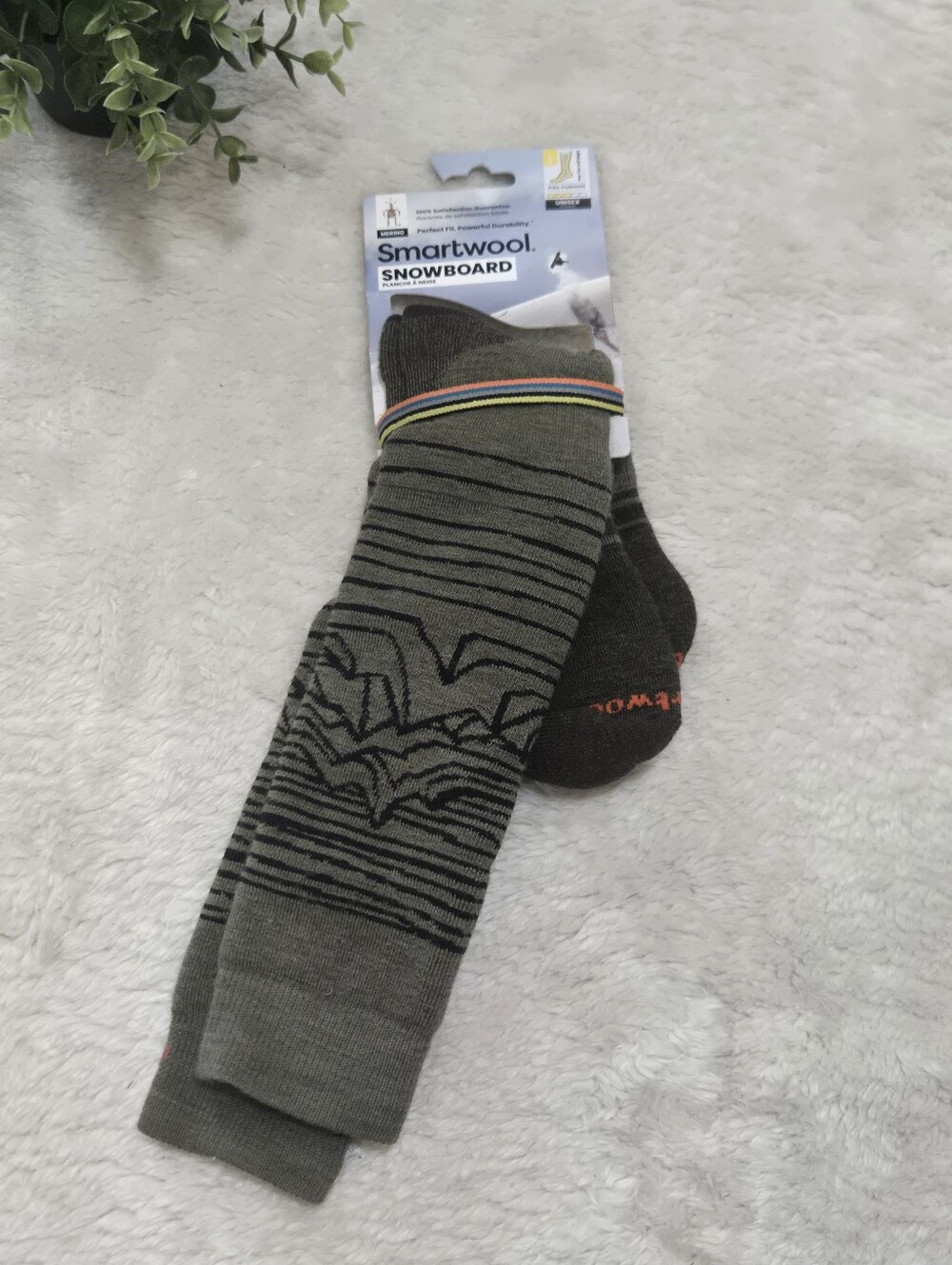 Smartwool Snowboard Green Wool Gorpcore Utility Camping Outdoor Socks, Unisex L